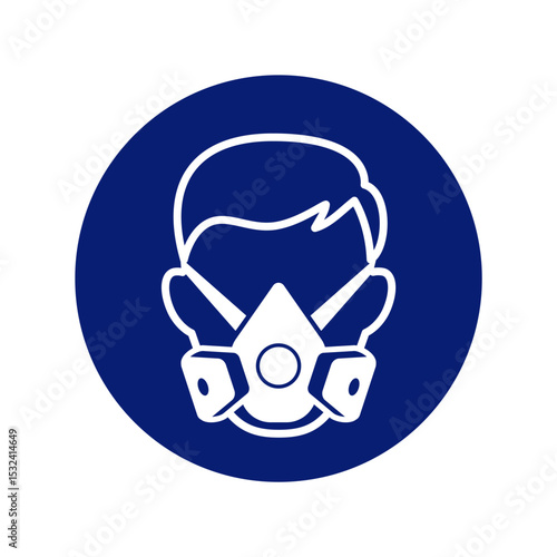 classic gas air breathing mask respirator required warning alert attention danger sign in blue circle symbol vector isolated on transparent background