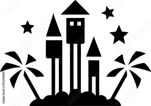 Fireworks Rocket Silhouette Vector Illustration 