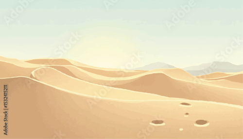 Desert landscape with sand dunes and footprints