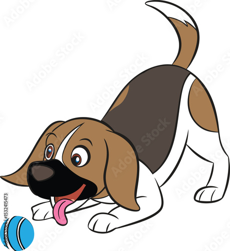 A cute cartoon-style Beagle dog with big brown eyes and floppy ears