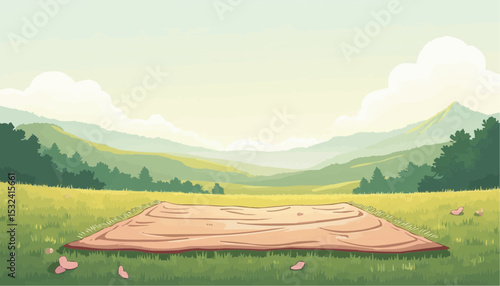 Picnic Blanket Landscape With Mountain