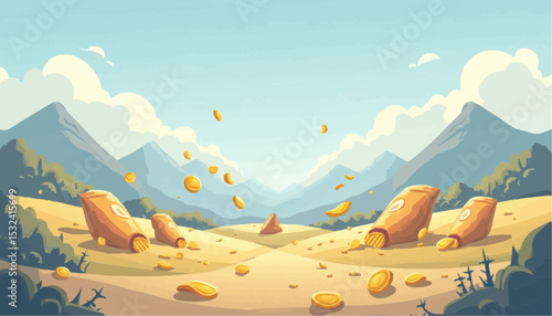 Chips on Field with Mountains