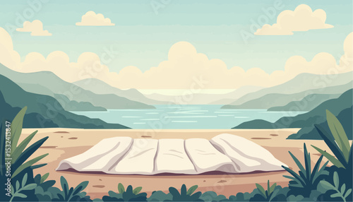 Beach Blanket Landscape Illustration