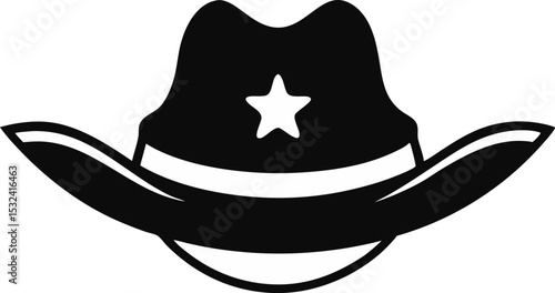 Sheriff Hat Silhouette Vector Illustration 