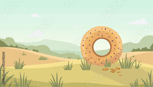 Bagel in a field