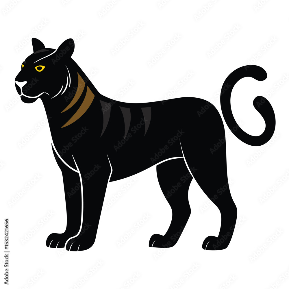Obraz premium Black cat silhouette vector illustration of a wild feline mammal