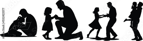 Father and Daughter Loving Moments Silhouettes,Dad and Daughter Affection Silhouette,Father's Day Hugs ,fathers day silhouette bundle set
