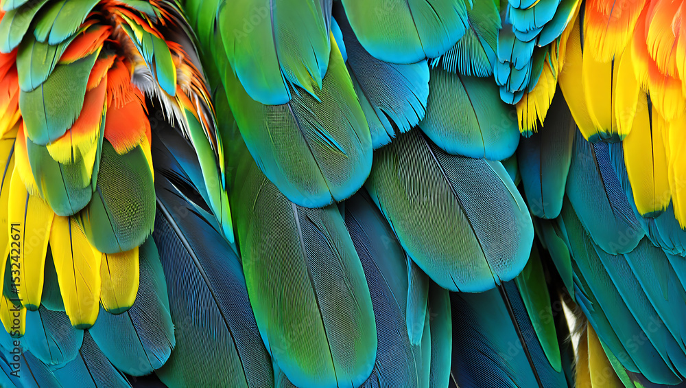 Obraz premium Vivid parrot feathers colorful tropical bird plumage