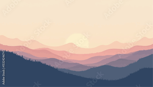 Mountain range view at sunrise