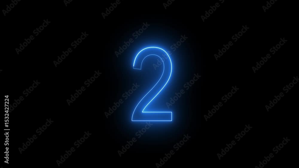 Abstract Glowing Neon Text 2 Number Countdown Icon. Glowing Blue Neon Countdown Timer Number Video 4K Animation. Abstract Glowing Neon Text 2 Number Countdown Icon. Glowing Blue Neon Countdown Timer Number Video 4K Animation.