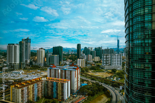 Photography Early morning wide view of Kuala Lumpur cityscape