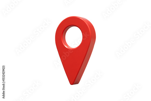 Free Download Single red location pin marker icon in three-dimensional style commonly used for GPS navigation and mapping applications, isolated on a transparent background - GFXLoad