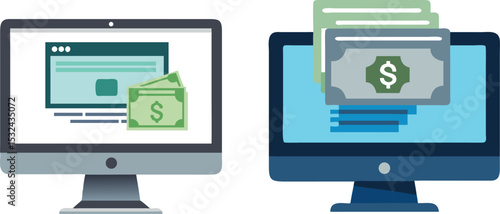 Online money transactions digital payments website banking finance online banking ecommerce internet money transfer vector illustration symbol