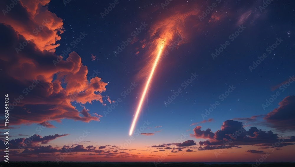 3D illustration of a meteorite in the background of the night sky 3D illustration of a meteorite in the background of the night sky