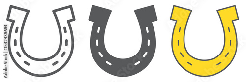 Horseshoe icon collection, lucky and talisman, horse shoe vector icon set, vector graphics, editable stroke outline sign, eps 10