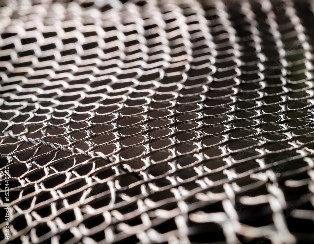 Obraz premium a close up of a diamond patterned netting made of woven material displaying a series of interconnected diamonds concept close up photography diamond patterned netting woven material details