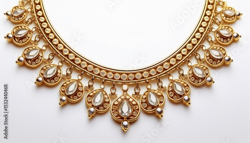 gold neckless isolated on white background