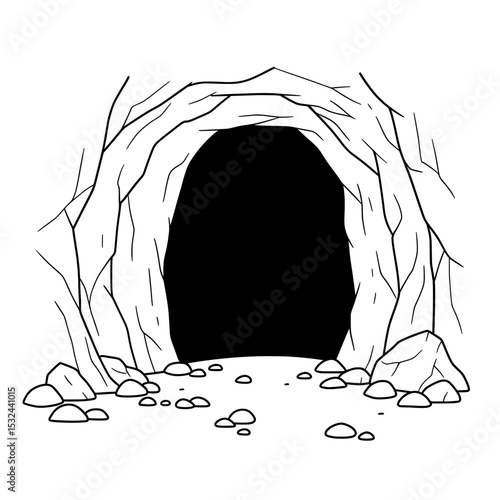 Entrance cave-like cave mouth outlined by stylized rocks