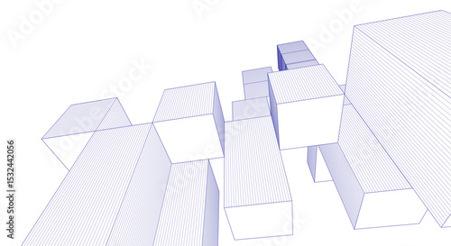 abstract architecture modular construction 3d