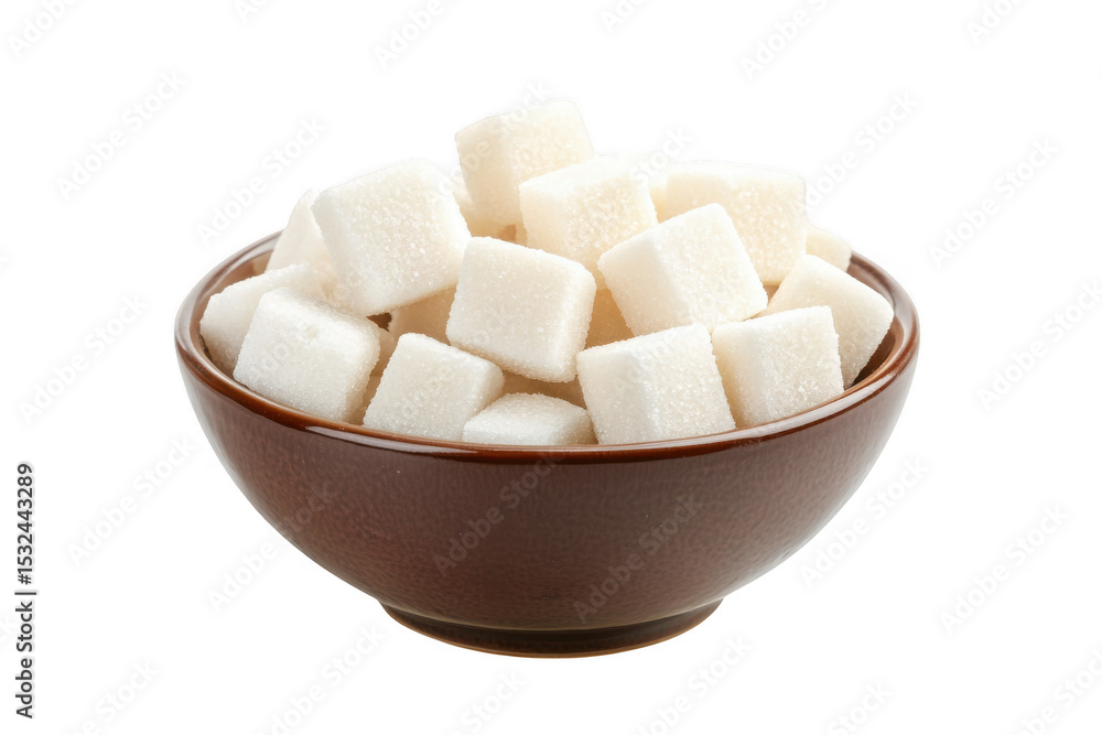 Sugar cubes in bowl isolated on transparent background Sugar cubes in bowl isolated on transparent background