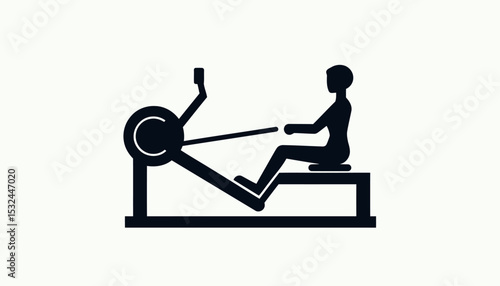 Woman Rowing Machine Exercise Gym Fitness Training Silhouette