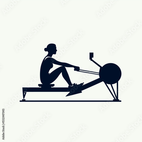 Woman Rowing Machine Exercise Gym Fitness Training Silhouette