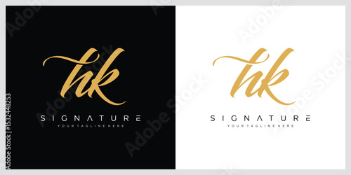 Initial letter HK handwriting logo vector