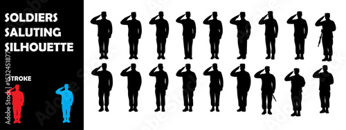 Soldiers Saluting Silhouette Vector Set – Military Honor and National Pride Scenes
