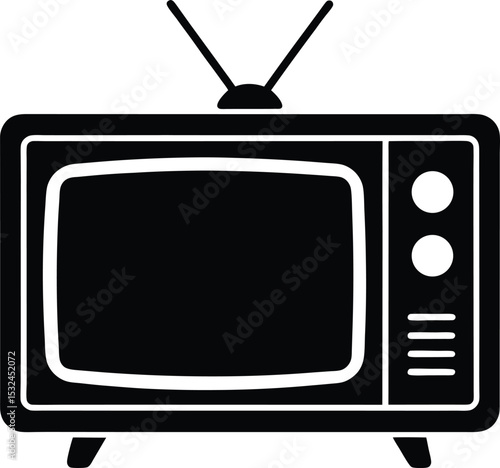 Television – black silhouette on white background