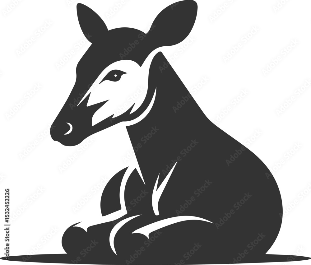Obraz premium Okapi vector animal silhouette drawing