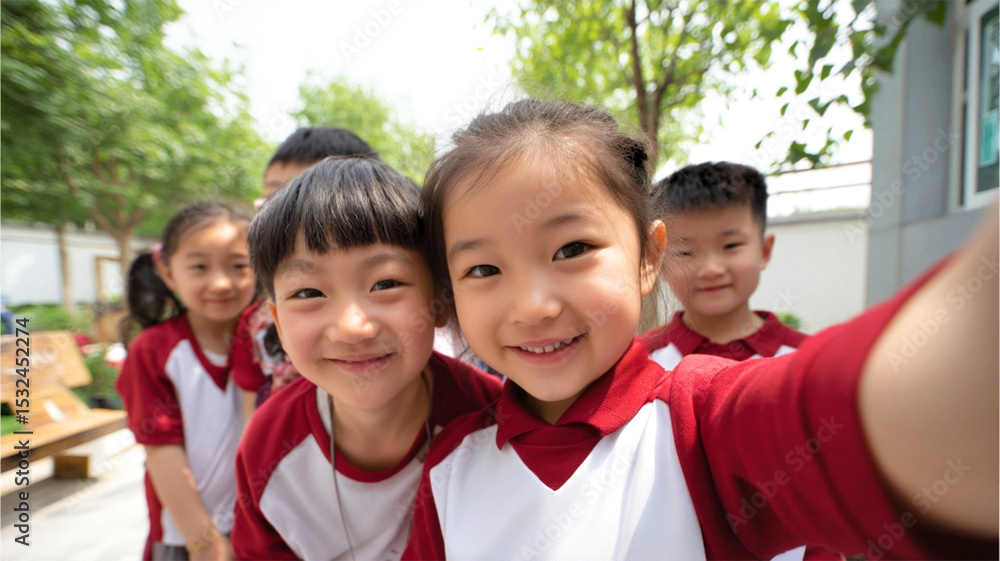 Joyful children embrace creativity in a vibrant outdoor classroom setting during a sunny afternoon Joyful children embrace creativity in a vibrant outdoor classroom setting during a sunny afternoon