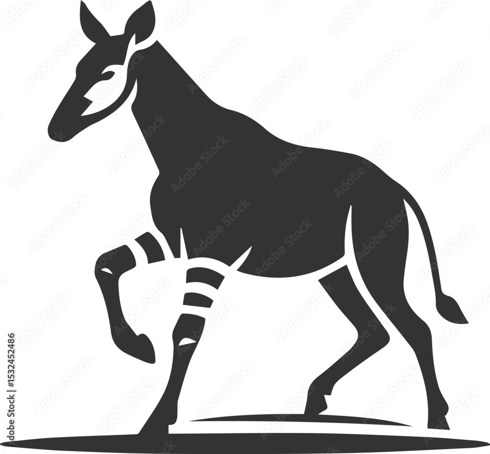 Obraz premium Okapi vector animal silhouette drawing
