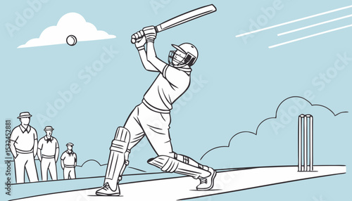 Full length of batsman player hit six       