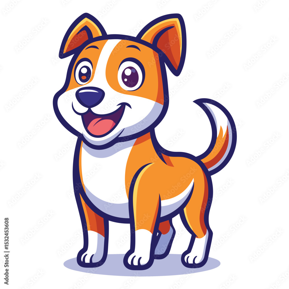Fototapeta premium Happy cartoon puppy dog illustration mascot design