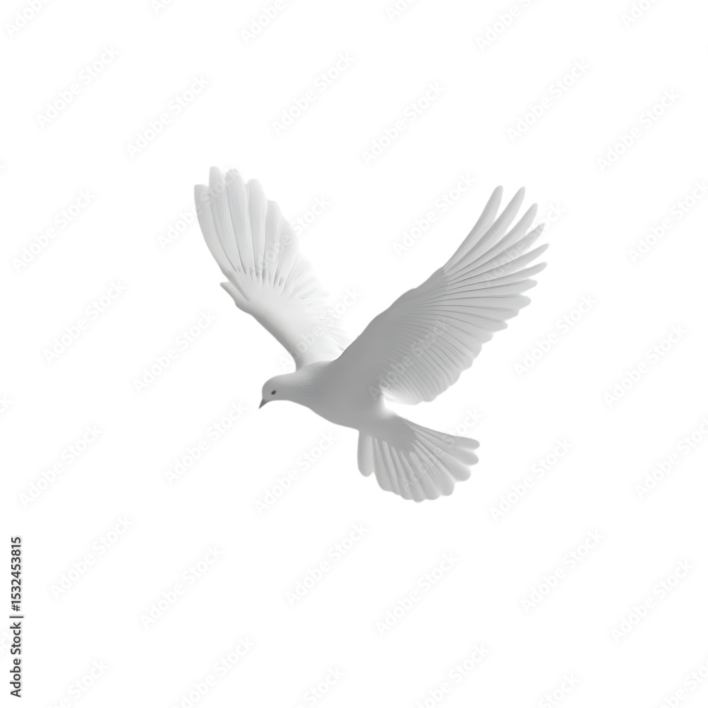 Fototapeta premium White Dove Flying in Air on Transparent Background.