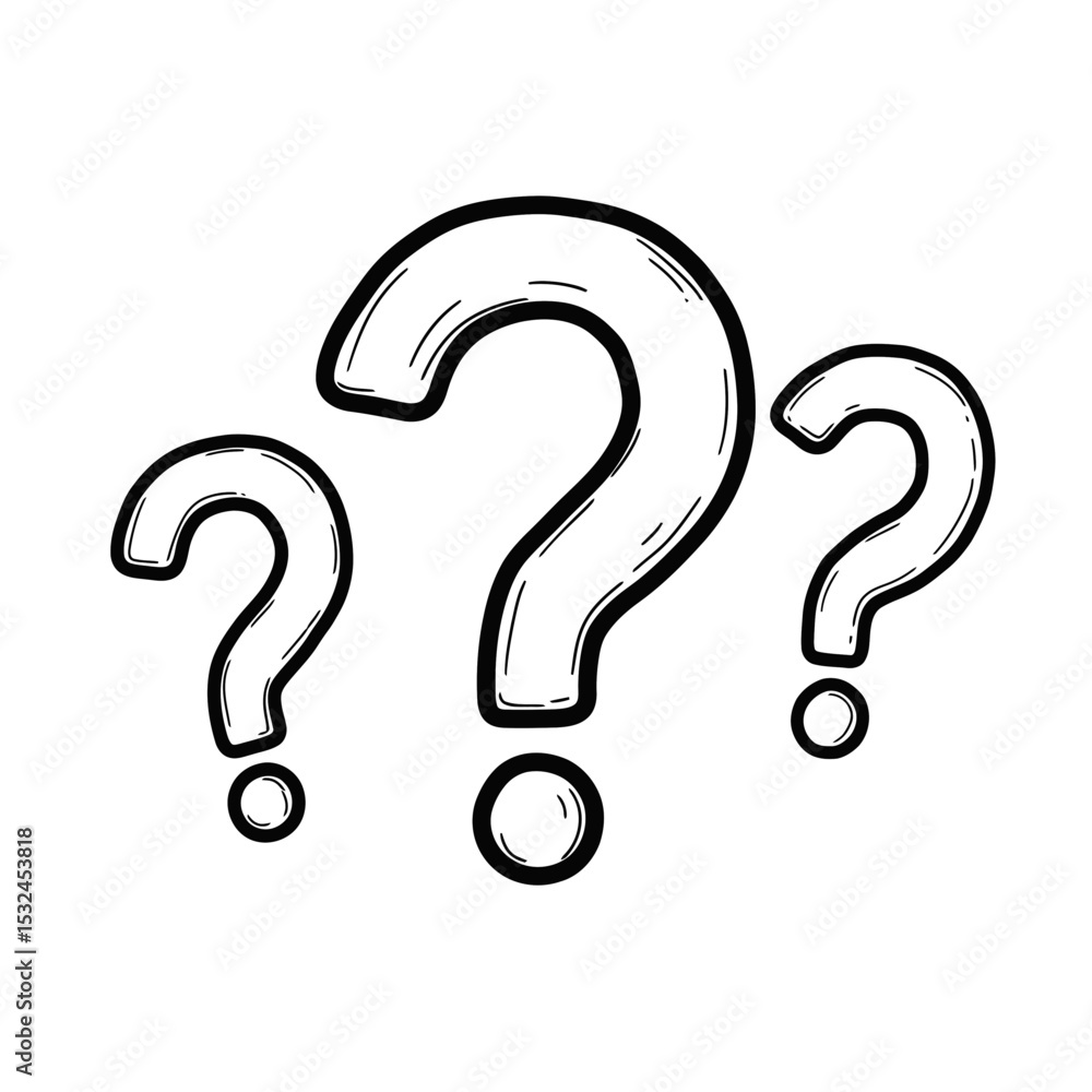 Vector of three question marks in hand drawn style Vector of three question marks in hand drawn style