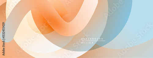 Abstract fluid shapes, soft colors blend. Peach, blue, beige create gentle visual flow. Modern design element.
