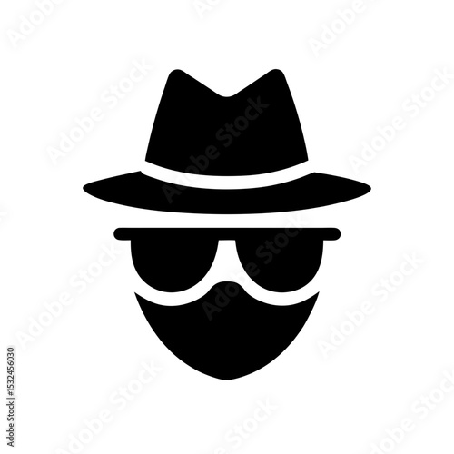 Spy disguise vector icon with glasses and mustache