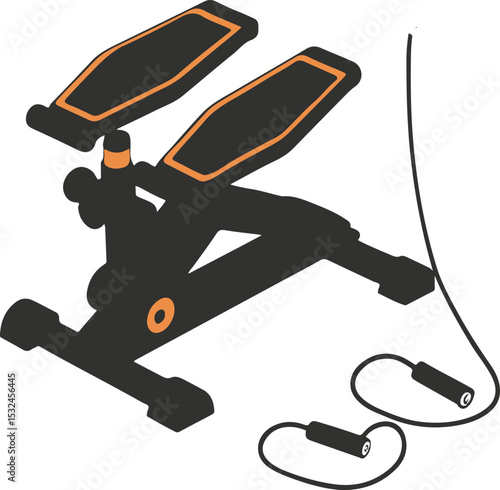 Vector Illustration of Home Fitness Stepper with Resistance Bands – Compact Exercise Equipment