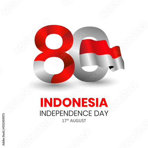 80 th logo happy Independence day Indonesia greetings. Abstract vector illustration design