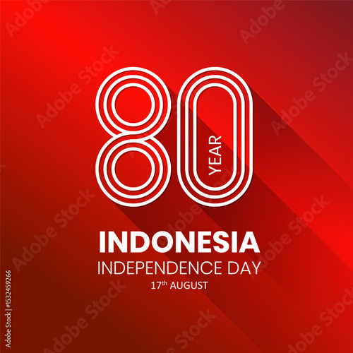 80 th logo happy Independence day Indonesia greetings. Abstract vector illustration design