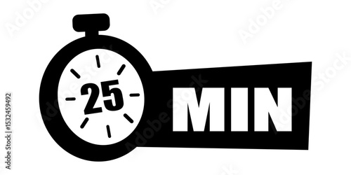 25 or thirty minute Timer, clock, stopwatch isolated icons. Countdown timer symbol. Label cooking time. Minute timer, Time measure, Chronometer, Alarm, Kitchen timer, label, sticker, stamp. Vector
