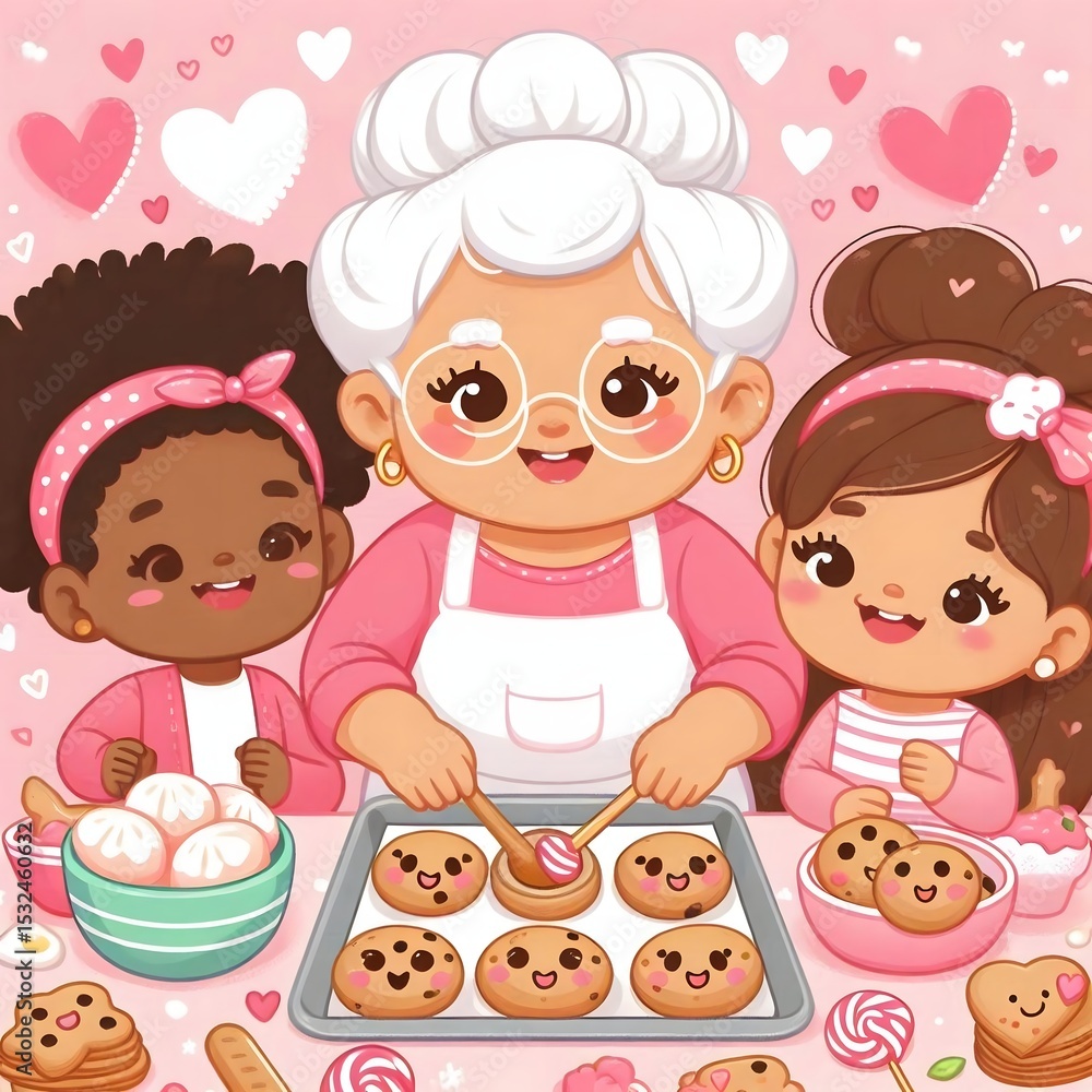 Grandma and Granddaughters Baking with Love Grandma and Granddaughters Baking with Love