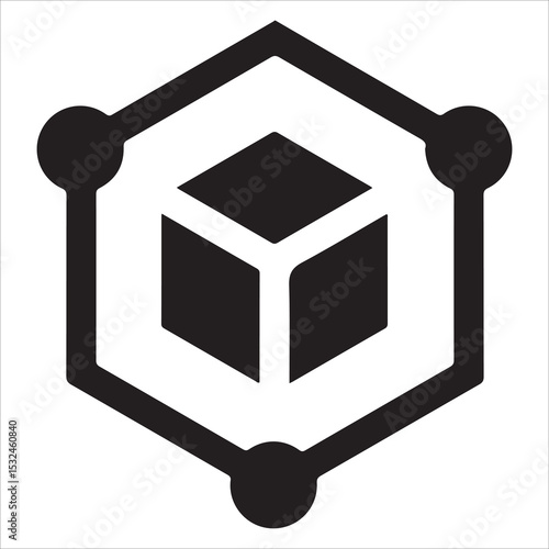 Blockchain Technology Icon – Crypto Chain and Data Blocks EPS 10