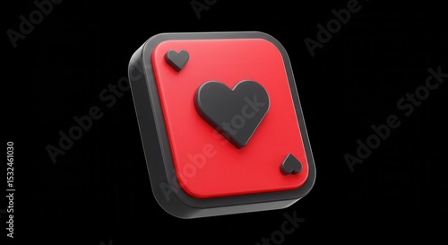 Red heart playing card 3d icon
