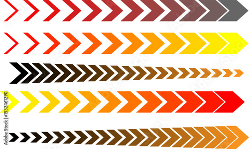 stylized arrows of various shapes and sizes for decoration and decoration, infographics, vector