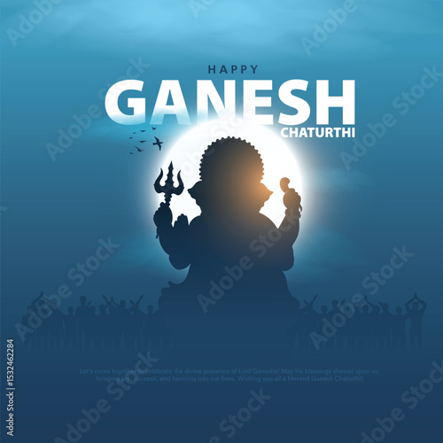 Silhouette illustration of lord ganpati for Ganesh Chaturthi festival of India. Creative vector design.