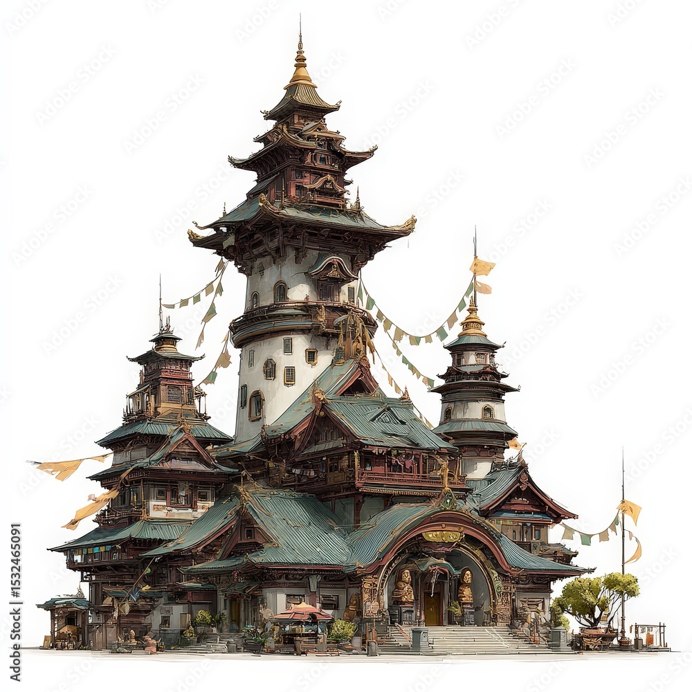 Fototapeta premium Intricate Fantasy Asian Architecture