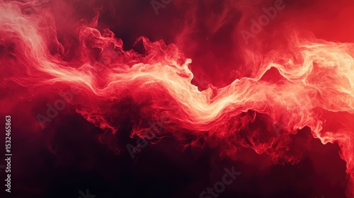 Abstract red smoke with light and dark gradients blends with black background. Perfect backdrop for conveying strong emotion, energy, or dramatic theme.