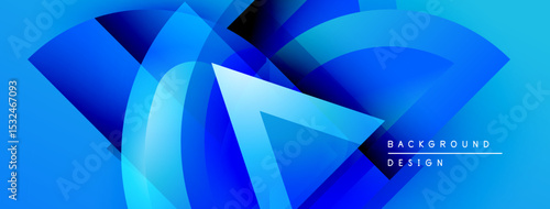 Fotografía Abstract blue design features layered shapes, gradients